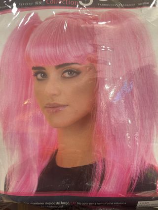 Peluca rosa coletas disfraz