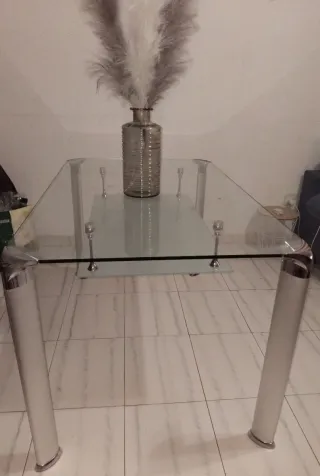 Mesa Comedor Cristal y Metal