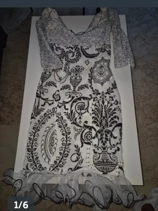 Traje de flamenca blanco y negro