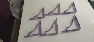 6 Escuadras Metálicas Moradas para Baldas