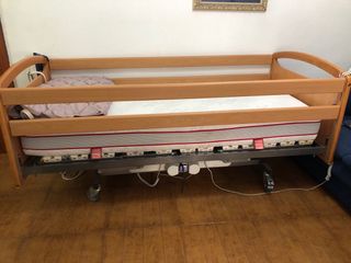 Cama geriátrica con carro elevador, colchon
