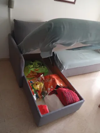 Sofá Cama Chaise Longue Gris/Beige