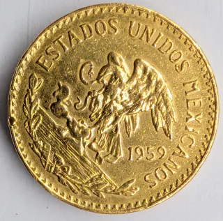 Moneda Oro 20 Pesos México 1959
