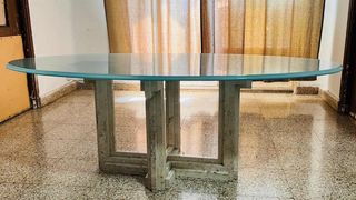 Mesa cristal mármol- comedor
