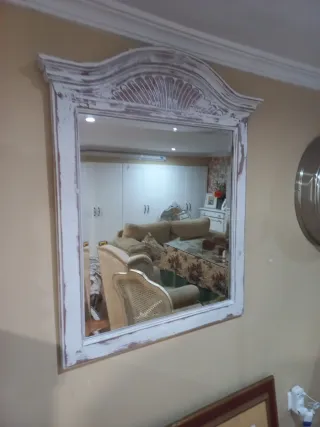Espejo Shabby Chic Madera Blanco