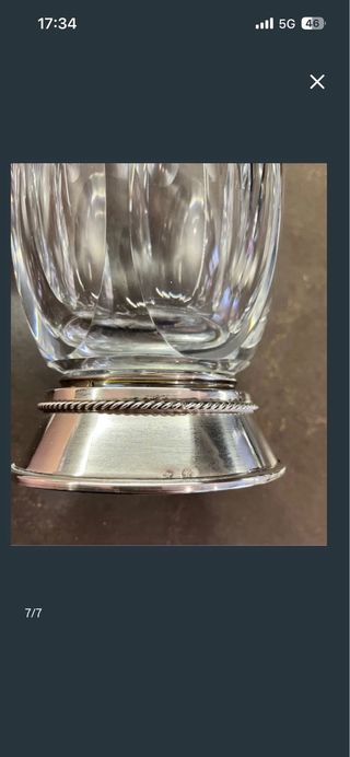 Jarrón Cristal con Base Plata