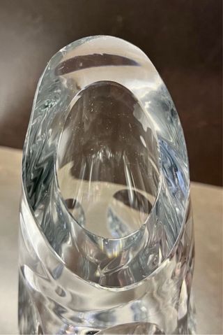 Jarrón Cristal con Base Plata