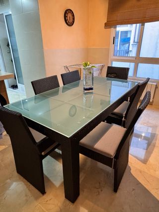 Mesa Comedor + 6 Sillas Interior/Exterior