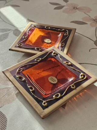 Coppia Svuotatasche Artigianali Decorati a Mano