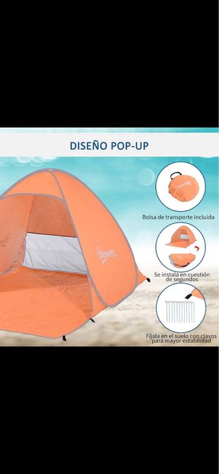 Tienda de playa pop-up naranja
