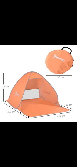 Tienda de playa pop-up naranja