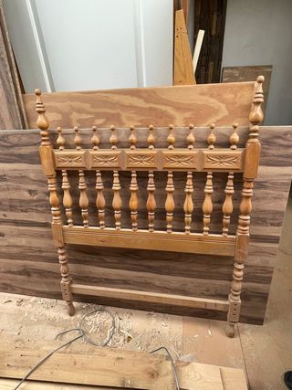 Cabecero artesanal madera cama 90