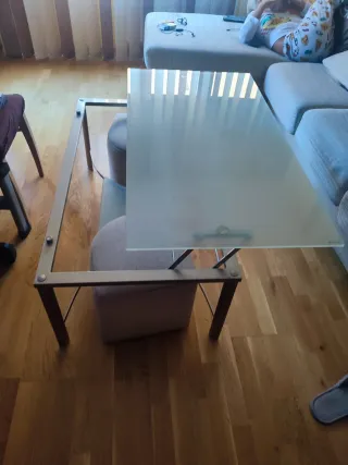 Mesa centro elevable cristal y metal