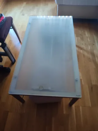 Mesa centro elevable cristal y metal