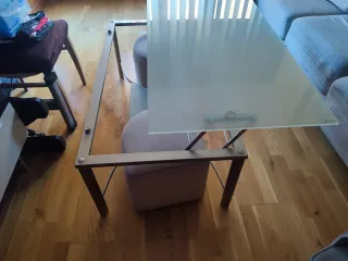 Mesa centro elevable cristal y metal