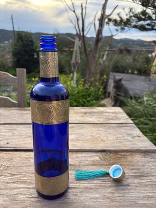 Botella Cristal Azul y Metal  70cl