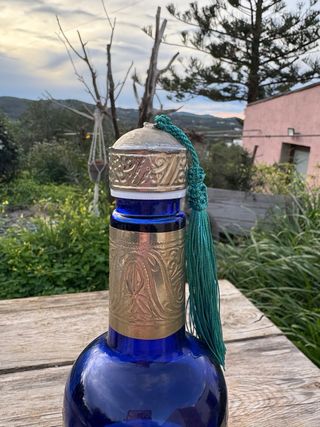 Botella Cristal Azul y Metal  70cl