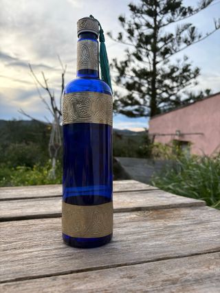 Botella Cristal Azul y Metal  70cl