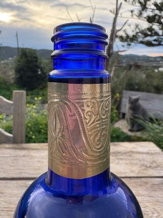 Botella Cristal Azul y Metal  70cl