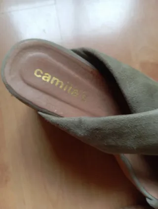 Sandalias cuña ante beige