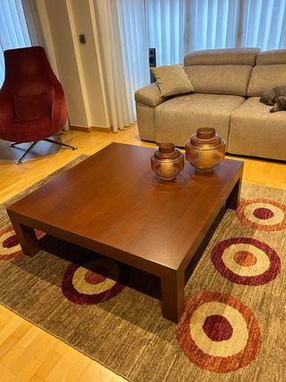 Alfombra moderna marrón, beige y granate