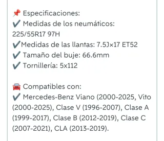 Llantas Mercedes 17 Pulgadas