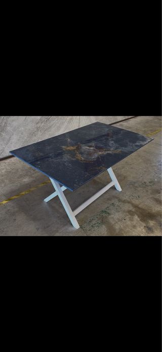 Mesa Porcelánica Diseño Azul Brillo