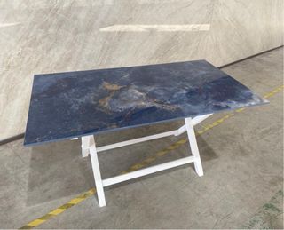 Mesa Porcelánica Diseño Azul Brillo