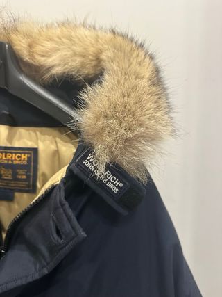 Woolrich Giubbotto Blu con Cappuccio Pelliccia