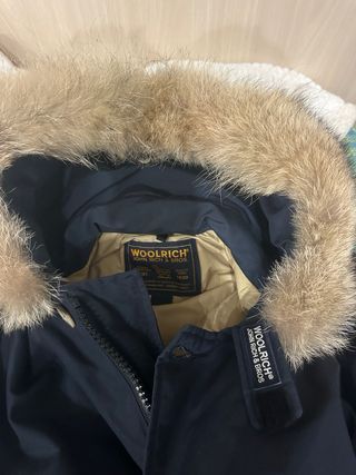Woolrich Giubbotto Blu con Cappuccio Pelliccia