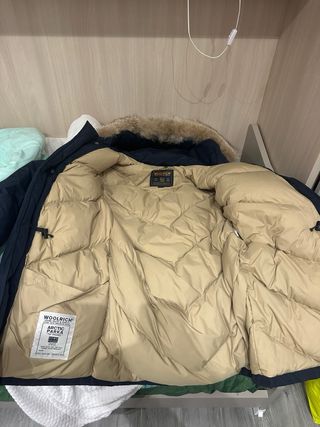 Woolrich Giubbotto Blu con Cappuccio Pelliccia