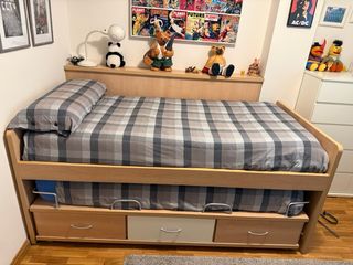 Doble cama compacta de madera con cajones (LEER)