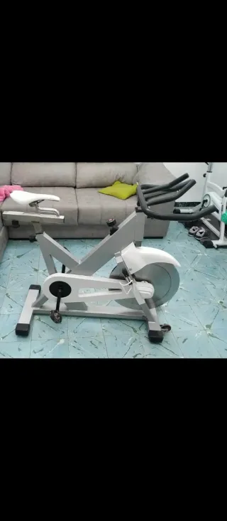 Bicicleta Estática Gris y Blanca