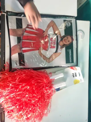 Disfraz Animadora USA Talla XL con pompone