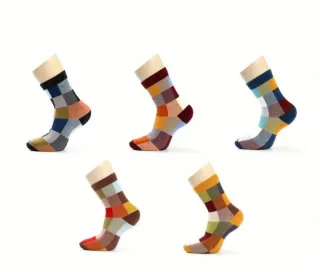 5 Pares Calcetines Cuadros Multicolor Talla Única