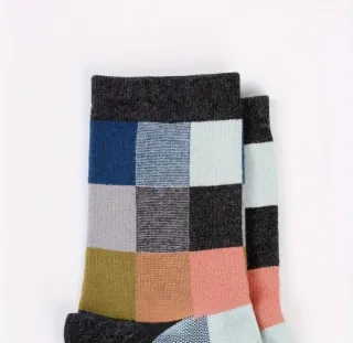 5 Pares Calcetines Cuadros Multicolor Talla Única