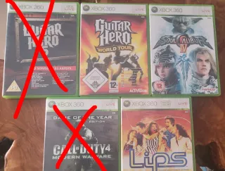 4 Juegos Xbox 360: Guitar Hero, Soul Calibur IV, C