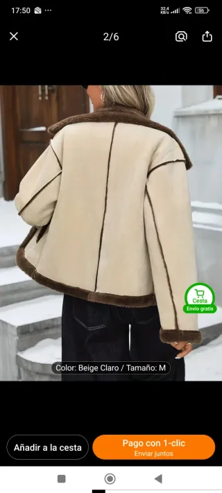 Cazadora efecto ante y borreguito