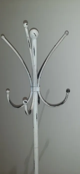 Perchero Pie Vintage Paraguero Blanco