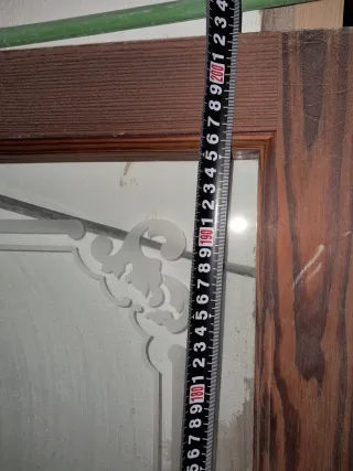 Puerta madera norte con cristal  203x76