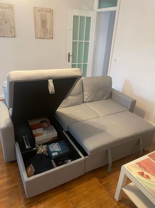 Sofá Cama Chaise Longue con Canapé Gris