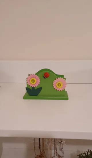 Porta tovaglioli legno decorato fiori