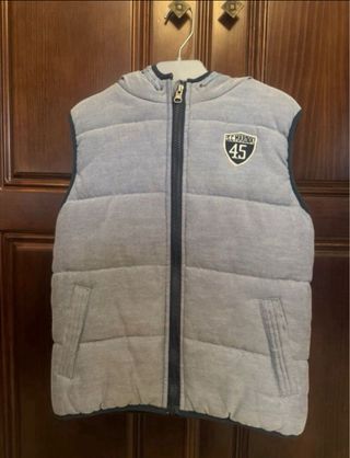 Chaleco niño 7/8 años gris capucha