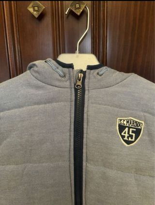 Chaleco niño 7/8 años gris capucha