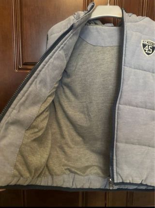 Chaleco niño 7/8 años gris capucha