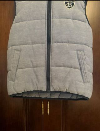 Chaleco niño 7/8 años gris capucha
