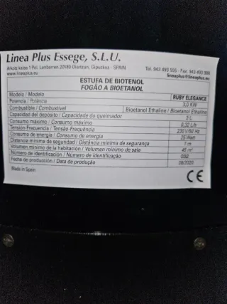 Estufa Bioetanol Ruby Elegance Negra