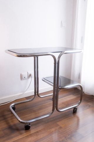 Camarera vintage cromada y cristal