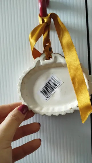 Medaglione angelo ceramica oro e bianco