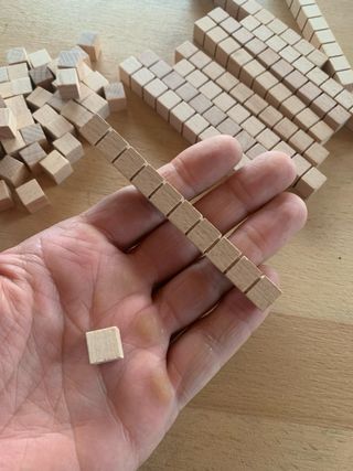 Montessori cubos de Unidades y tiras de Decenas